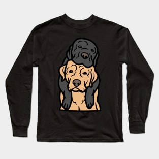 A cute Labrador and a Golden Retriever Drawing | 2 Dogs Sitting With Their Backs To You | For Labrador Owners | For Golden Retriever Owners Long Sleeve T-Shirt